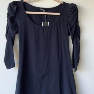 Green Envelope black shirred long sleeve top size L NWT